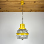 Mid-century yellow pendant lamp Italy 1960s Vintage Italian lighting Space Age