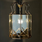 Vintage pendant lamp Italy '70s Brass Polished Glass Retro lighting Mid-century Italian modern