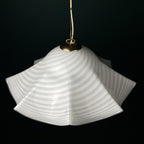 Vintage swirl white Murano glass pendant lamp, Italy 1970s