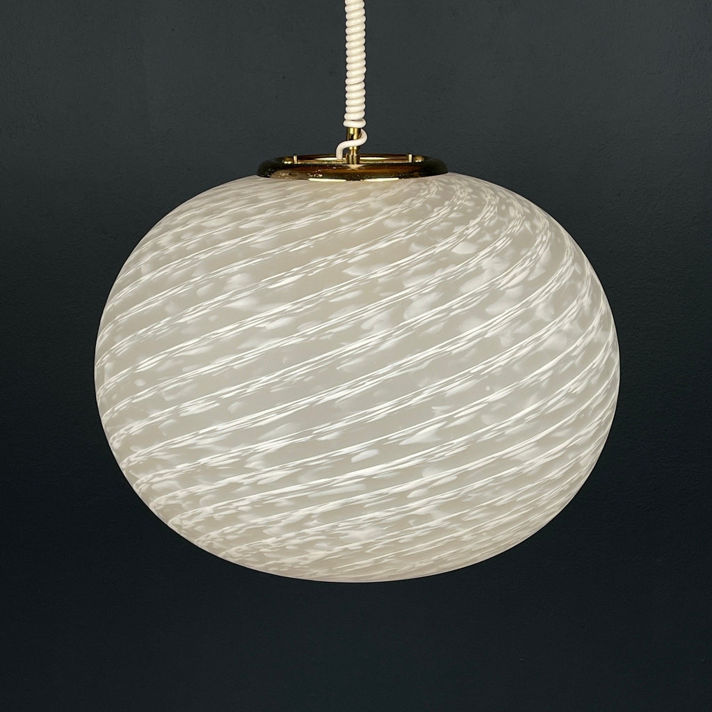 Large swirl murano glass pendant lamp Vetri Murano Italy 1970s