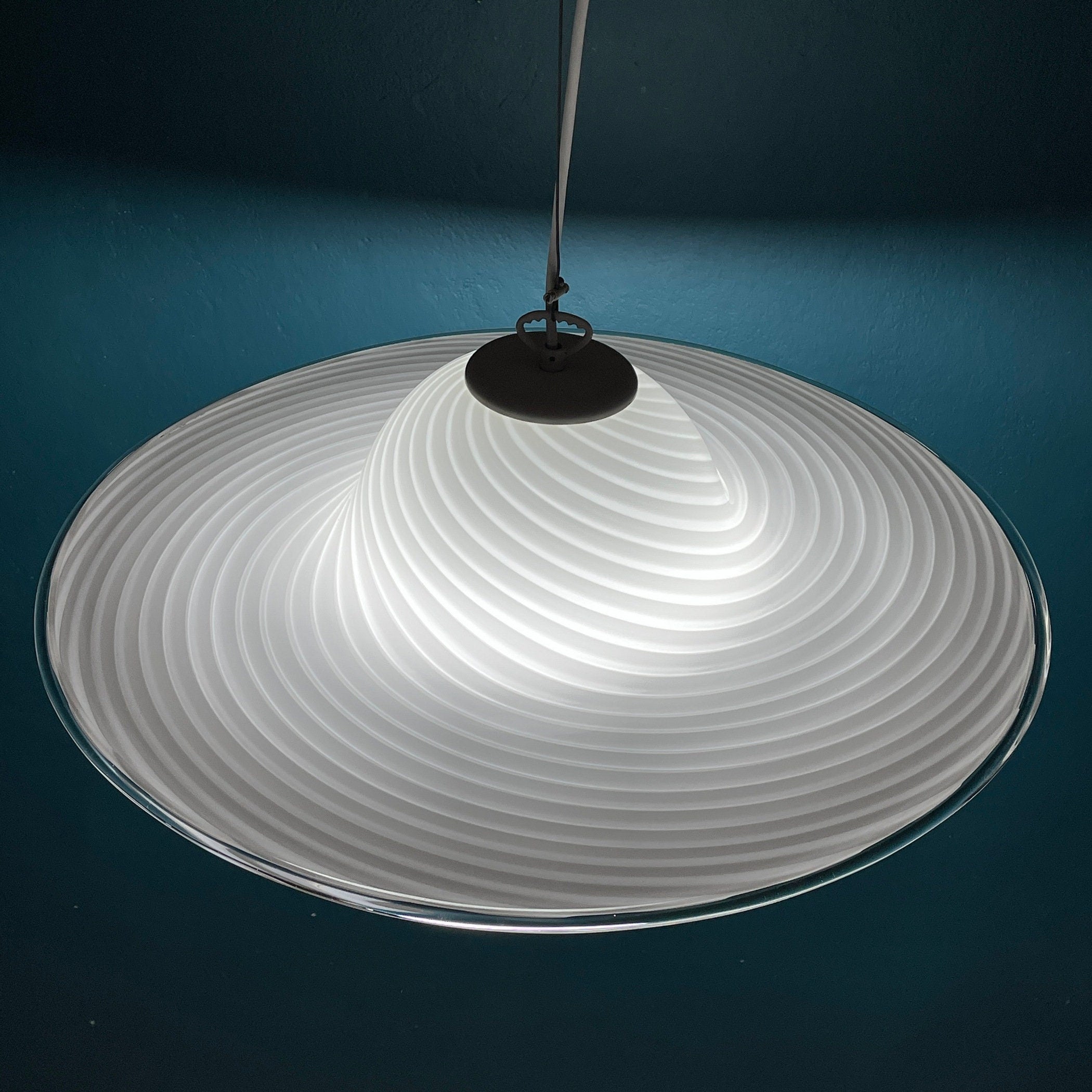 Vintage Swirl Murano Glass Pendant Lamp - Italian Mid-Century Lighting