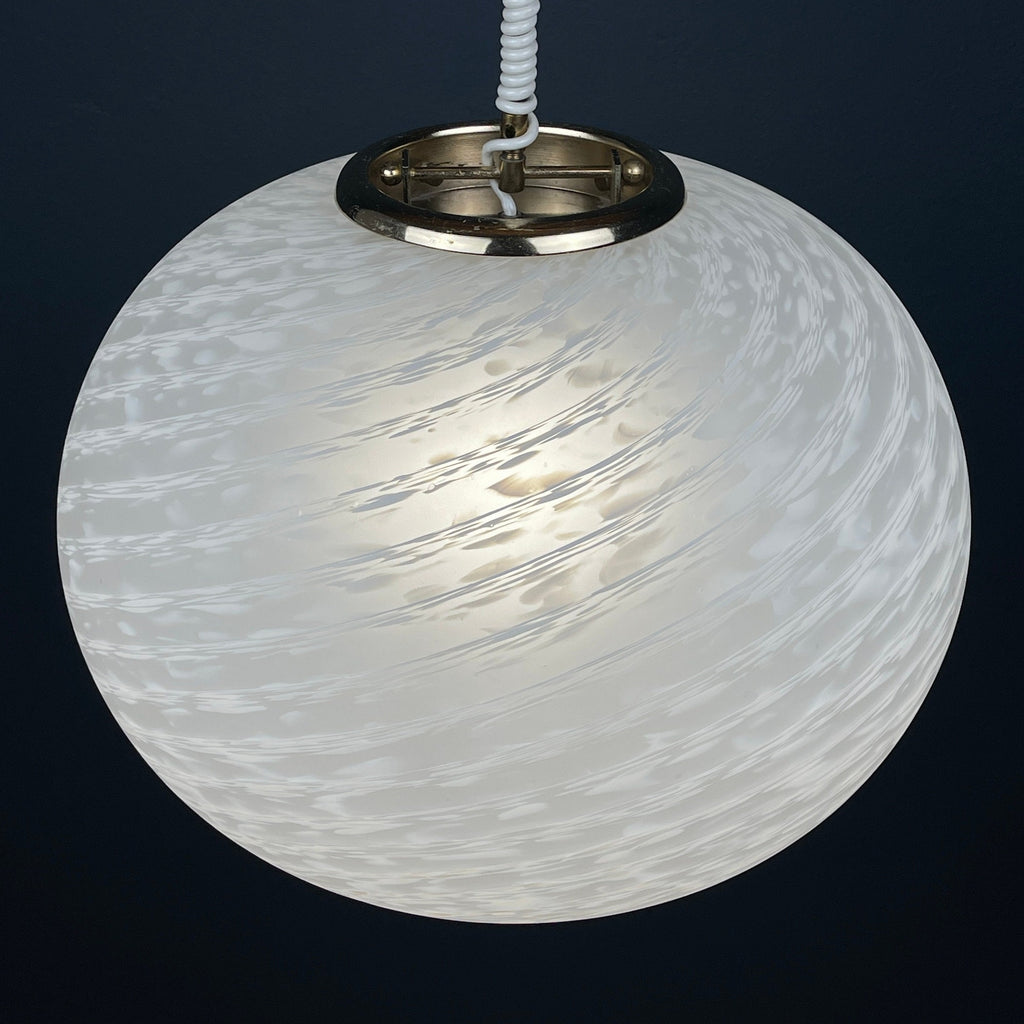 Large swirl murano glass pendant lamp Vetri Murano Italy 1970s