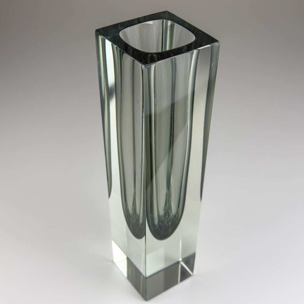 Sommerso gray Murano glass vase, style Flavio Poli, Italy 1970s