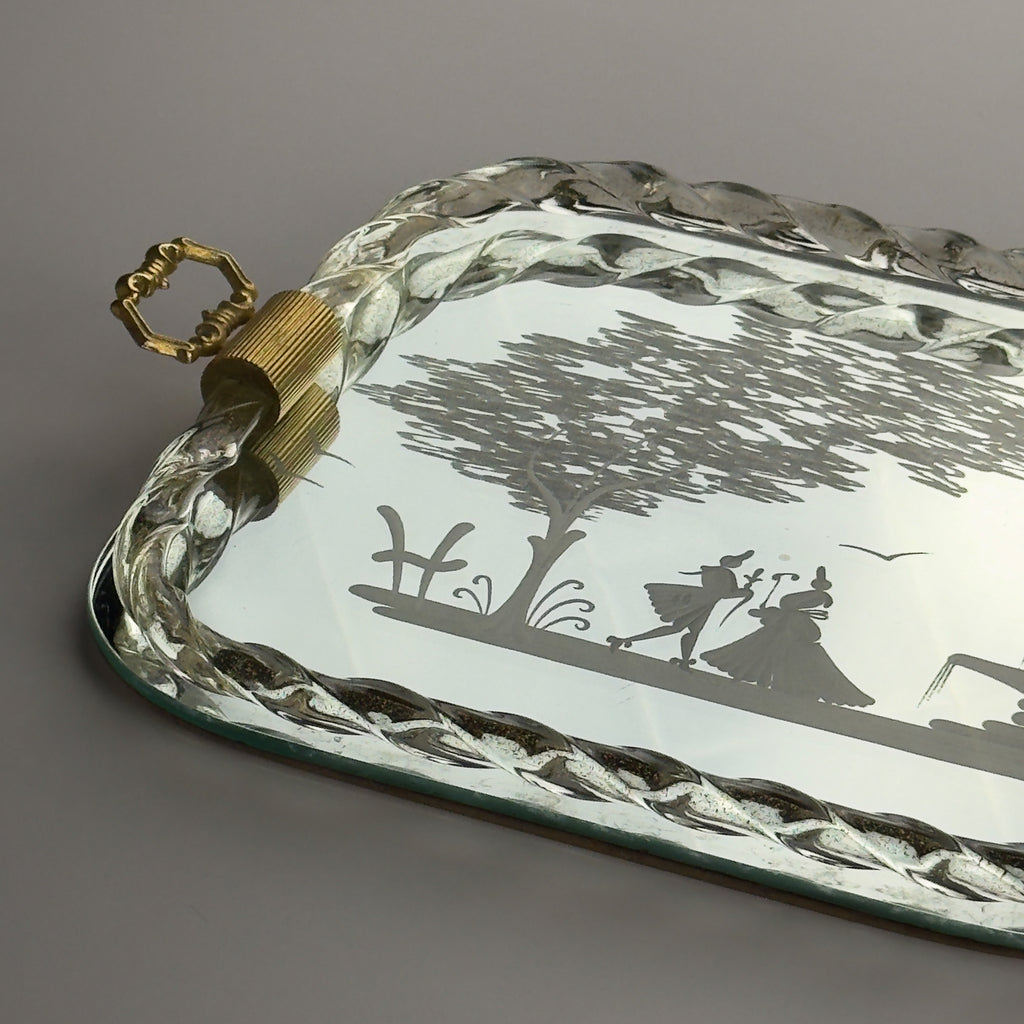 Vintage Venetian Murano glass Mirror Tray, Italy 1950s