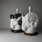 Vintage table lamps Ram Head, Italy 1970s Set of 2