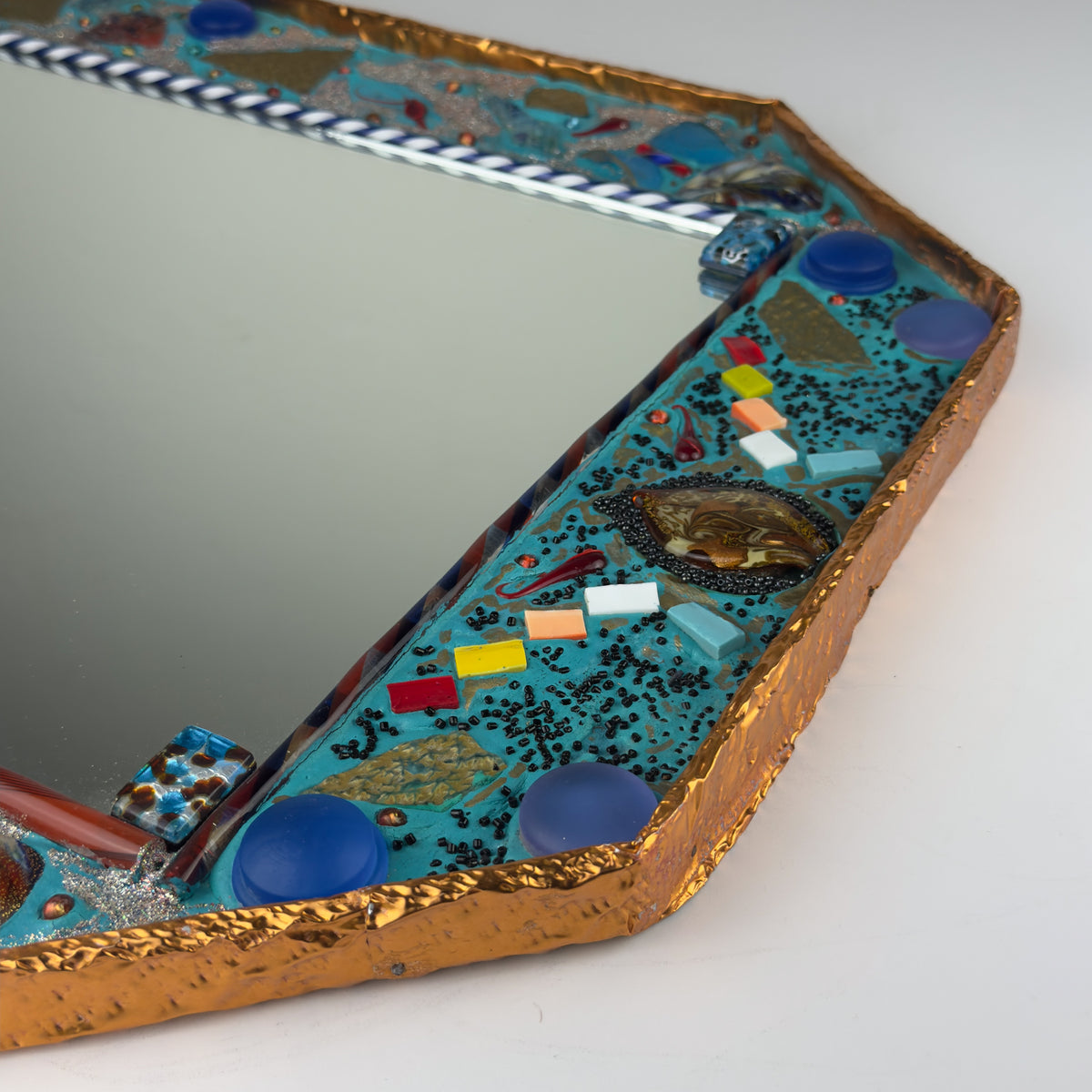 Mid-Century Murano Glass Mosaic Mirror by Zane Luigina "Fantasy Glass", Italy, 1990s