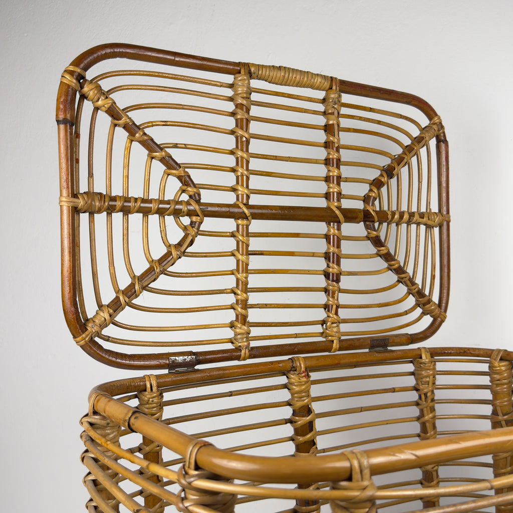 Vintage rattan basket, Italy 1960s