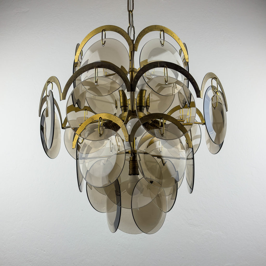 Smoked Murano chandelier by Gino Vistosi, Italy 1970s