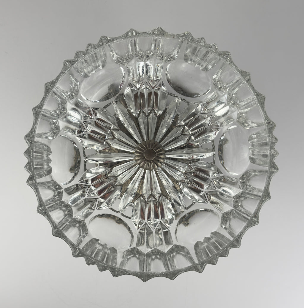 Vintage crystal glass bowl with metal base by Fadalti, Italy 1960s