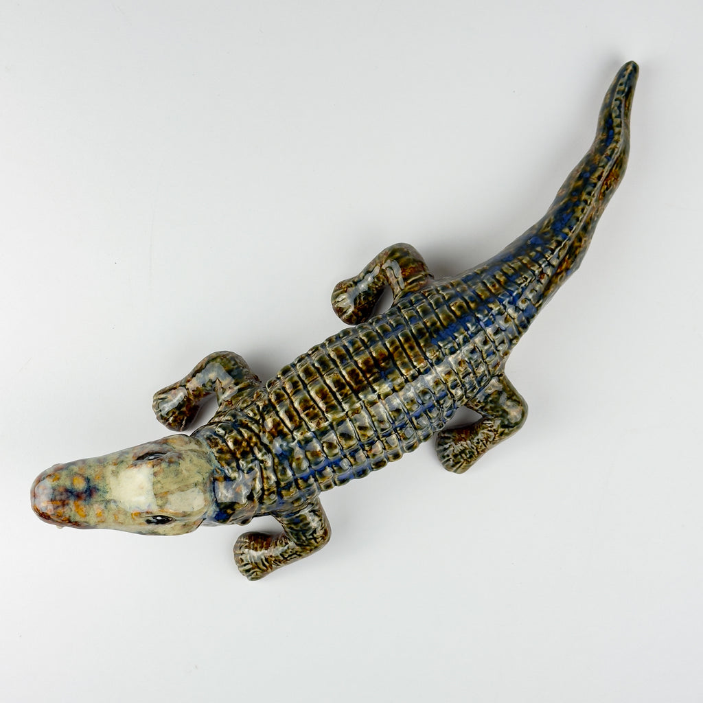 Vintage ceramic sculpture of Crocodile from Bassano, Italy 1980s