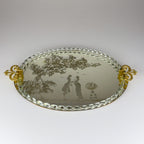 Vintage Venetian glass Mirror Tray, Italy 1950s