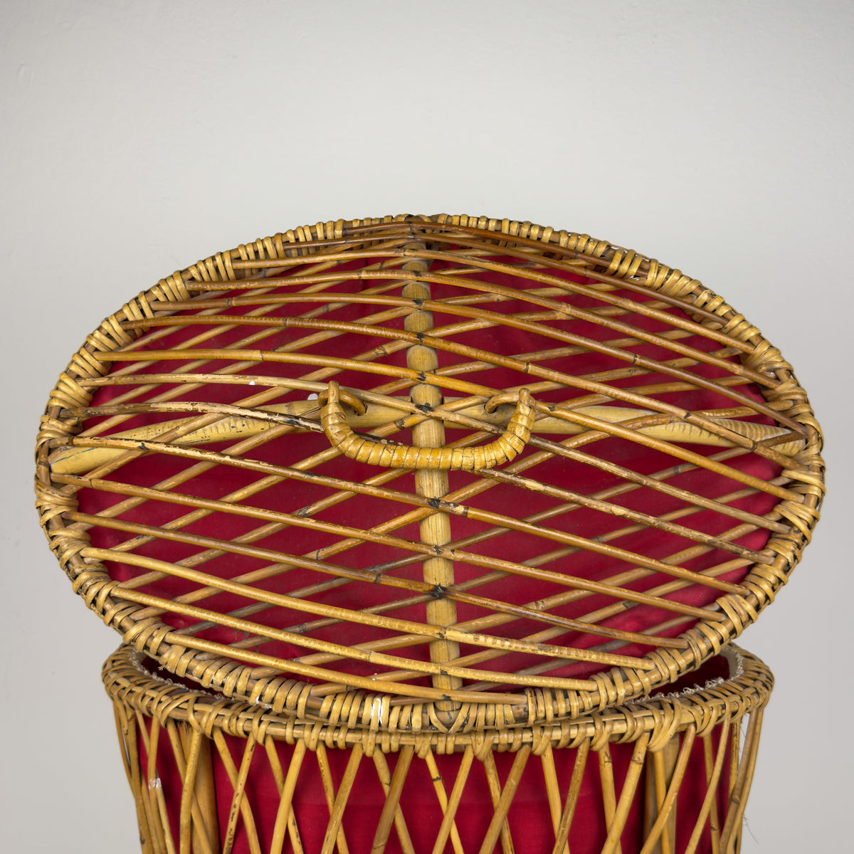 Vintage rattan basket, Italy 1950s