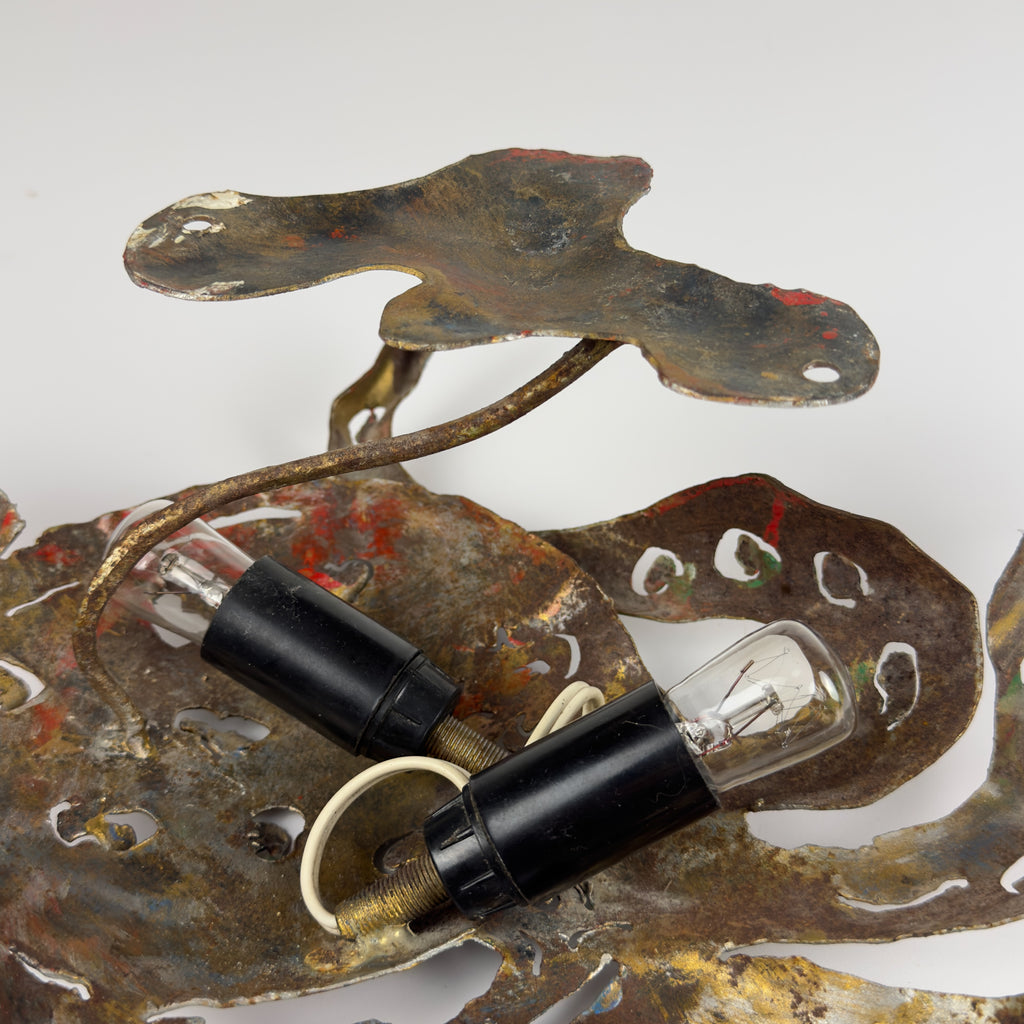 Original metal Brutalist wall lamp Octopus by Salvino Marsura, Italy 1980s