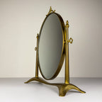 Vintage tabletop vanity mirror from brass, Italy, 1950s