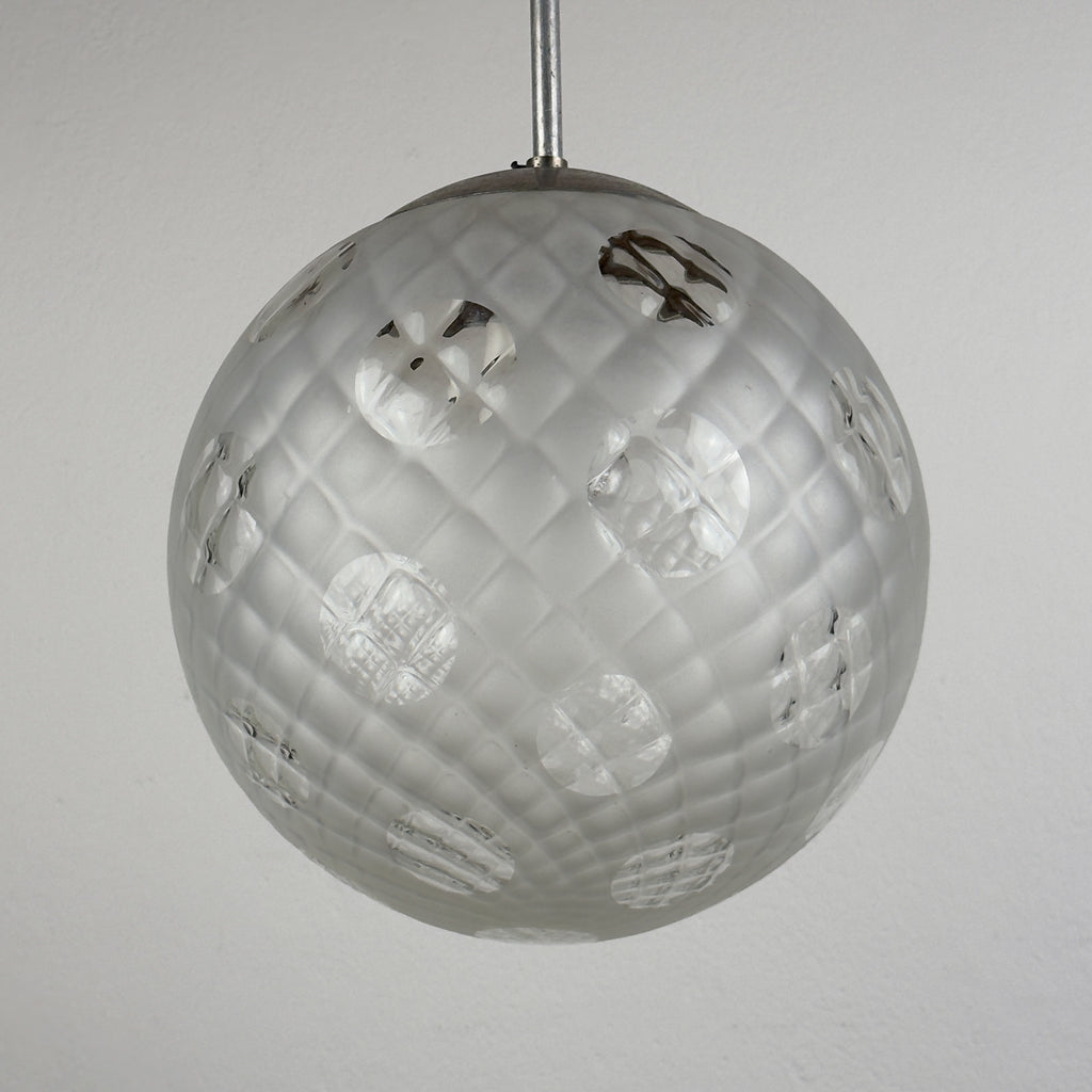 Vintage murano sphere ball pendant lamp Italy 1950s, Mid-century italian lighting