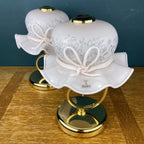 Pair of Pink Murano Glass Table Lamps: Italian Mid-Century Lighting
