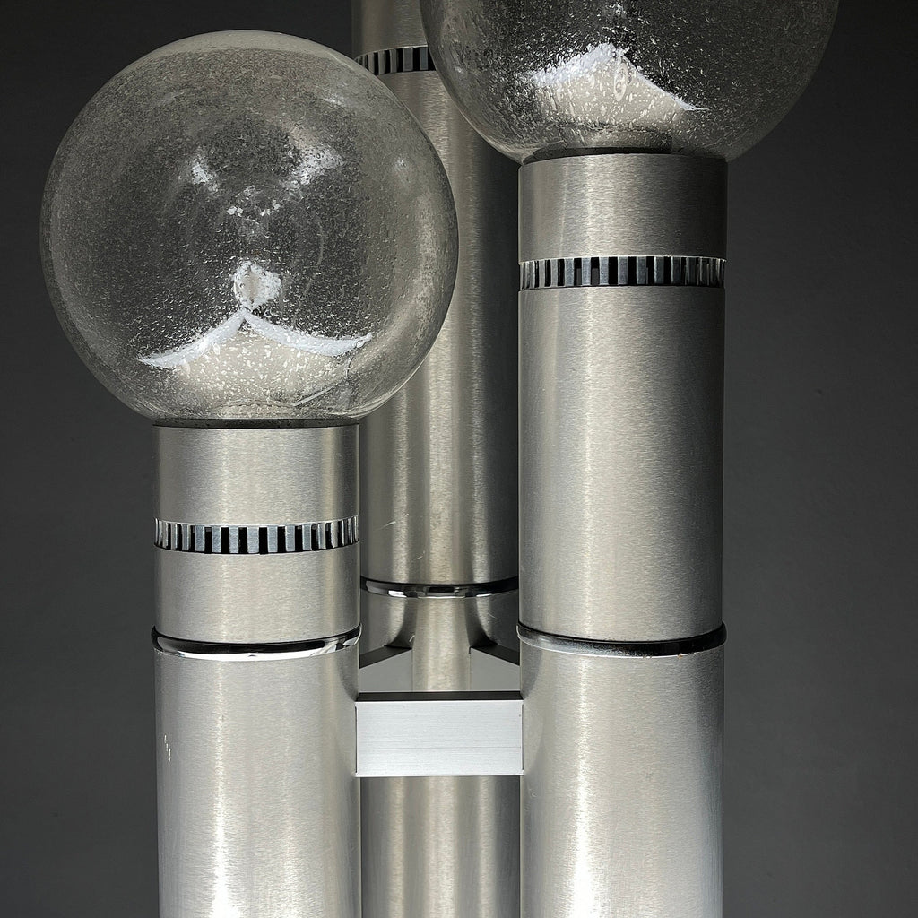Vintage Italian Brushed Aluminum Floor Lamp: MCM Space Age Lighting