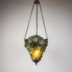 Antique murano glass pendant lamp, Italy 1910s Art Nouveau vintage lighting