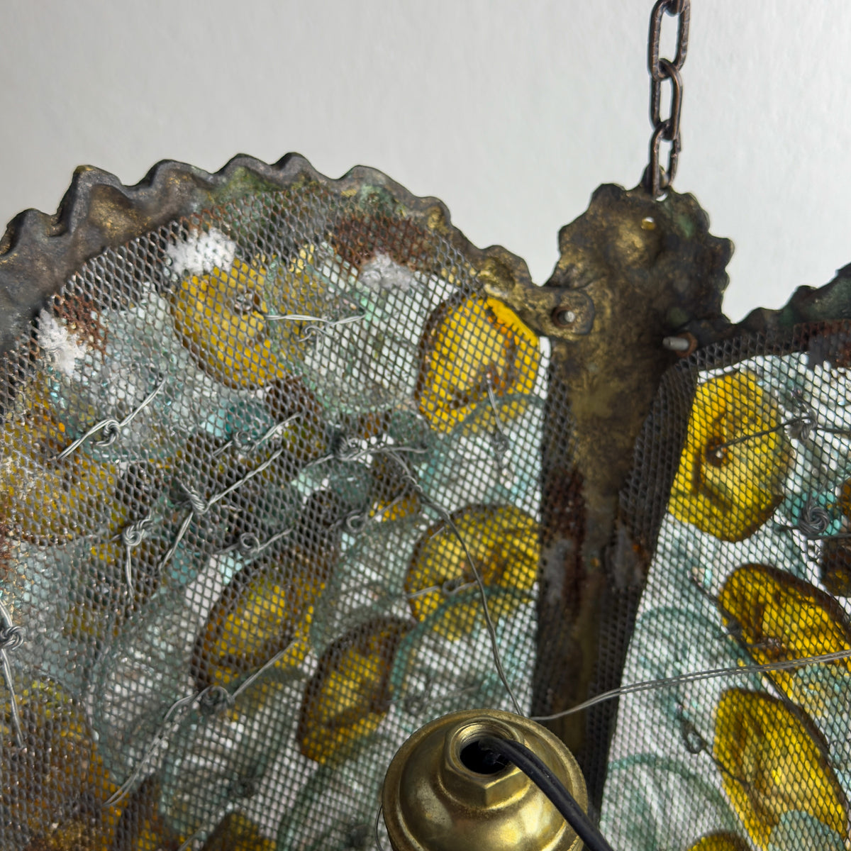 Antique murano glass pendant lamp, Italy 1910s Art Nouveau vintage lighting
