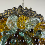 Antique murano glass pendant lamp, Italy 1910s Art Nouveau vintage lighting