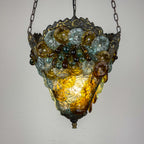 Antique murano glass pendant lamp, Italy 1910s Art Nouveau vintage lighting