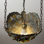 Antique murano glass pendant lamp, Italy 1910s Art Nouveau vintage lighting