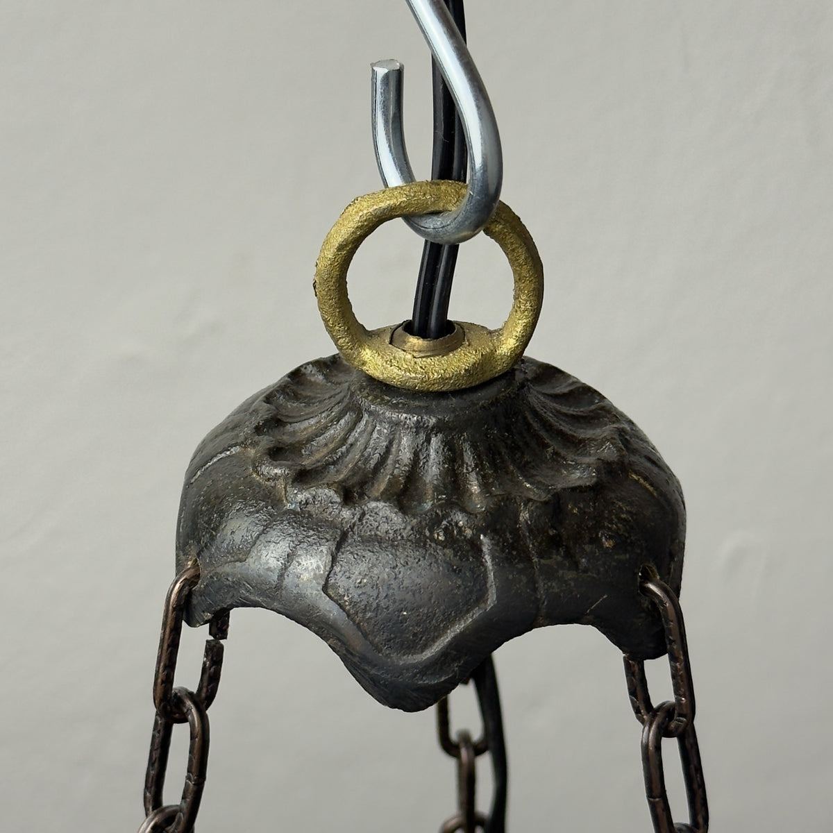 Antique murano glass pendant lamp, Italy 1910s Art Nouveau vintage lighting