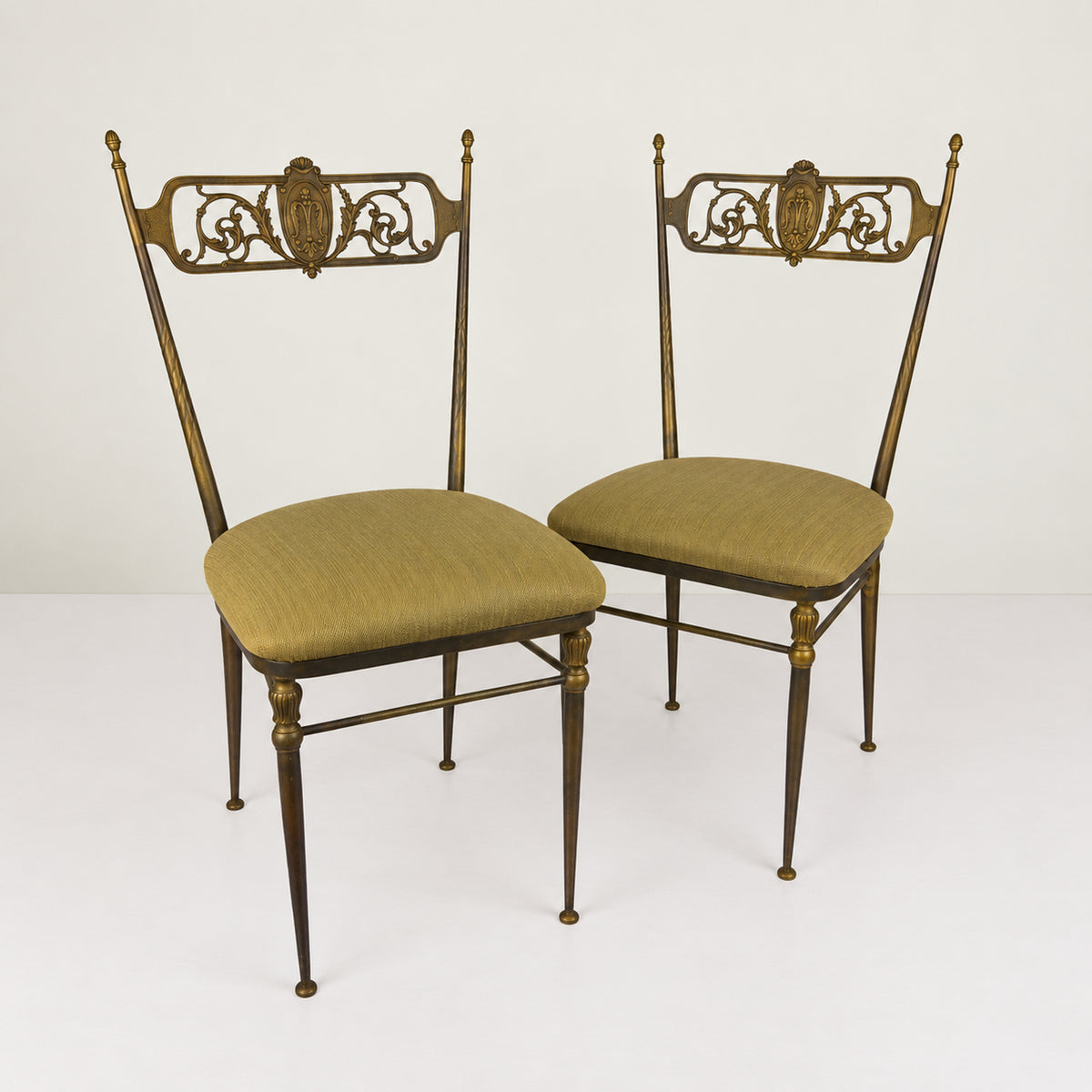 Pair of Vintage Decorative Brass Chairs in the Chiavari Style, Italy 1950s