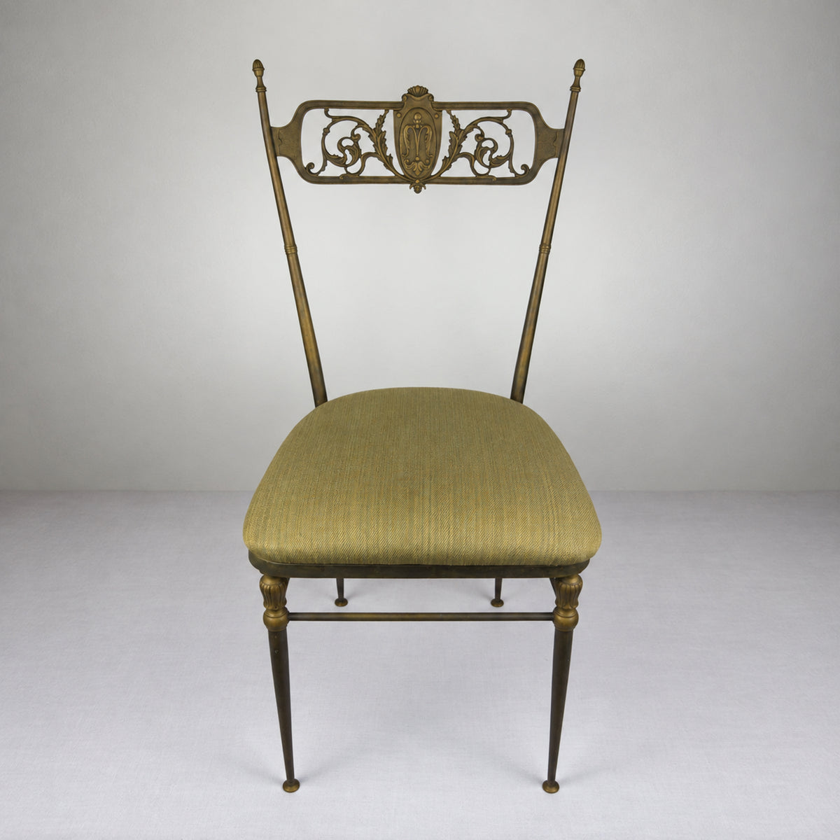 Pair of Vintage Decorative Brass Chairs in the Chiavari Style, Italy 1950s