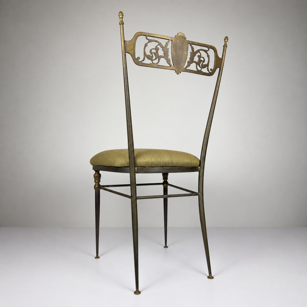 Pair of Vintage Decorative Brass Chairs in the Chiavari Style, Italy 1950s
