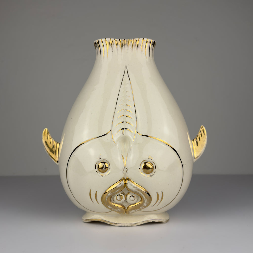 Vintage ceramic fish-shaped vase, Italy 1950s