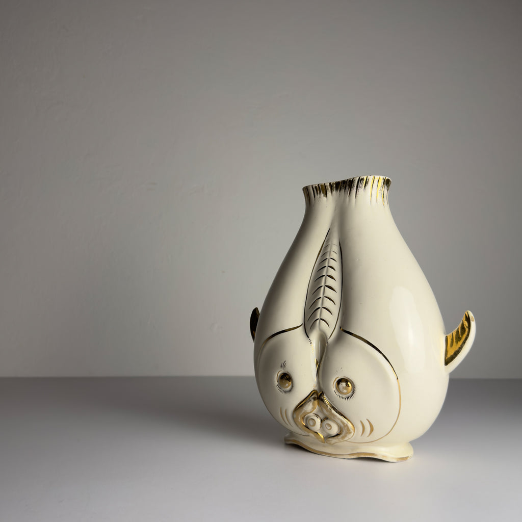 Vintage ceramic fish-shaped vase, Italy 1950s