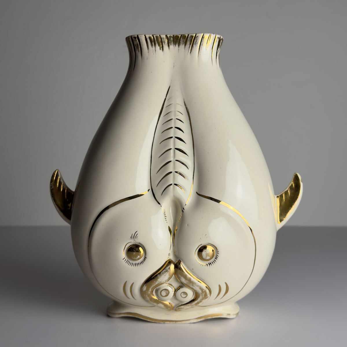 Vintage ceramic fish-shaped vase, Italy 1950s