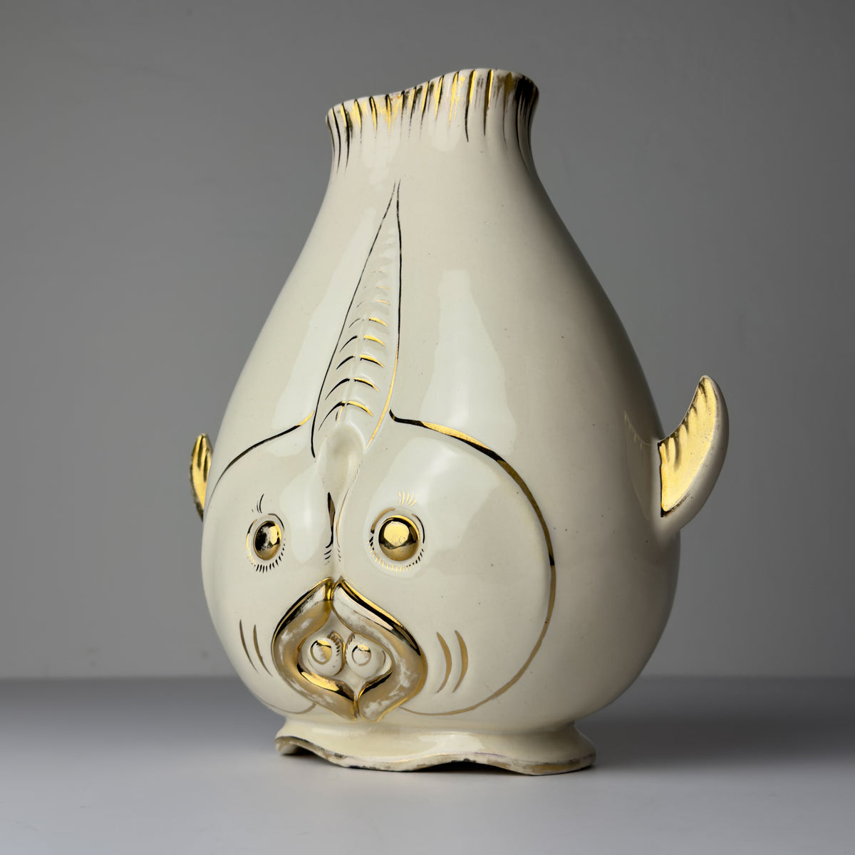 Vintage ceramic fish-shaped vase, Italy 1950s