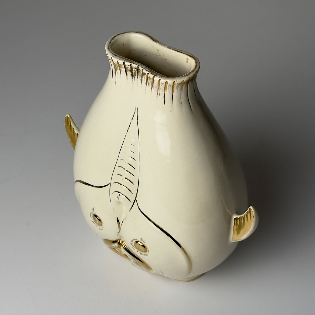 Vintage ceramic fish-shaped vase, Italy 1950s