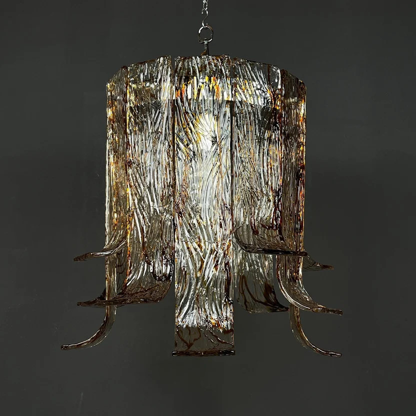 Rare vintage chandelier of handmade glass by AV Mazzega