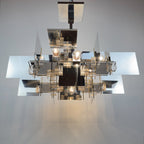 Vintage metal chandelier by Gaetano Sciolari, Italy, 1950s
