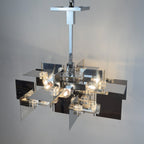 Vintage metal chandelier by Gaetano Sciolari, Italy, 1950s