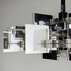 Vintage metal chandelier by Gaetano Sciolari, Italy, 1950s
