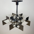 Vintage metal chandelier by Gaetano Sciolari, Italy, 1950s
