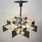 Vintage metal chandelier by Gaetano Sciolari, Italy, 1950s