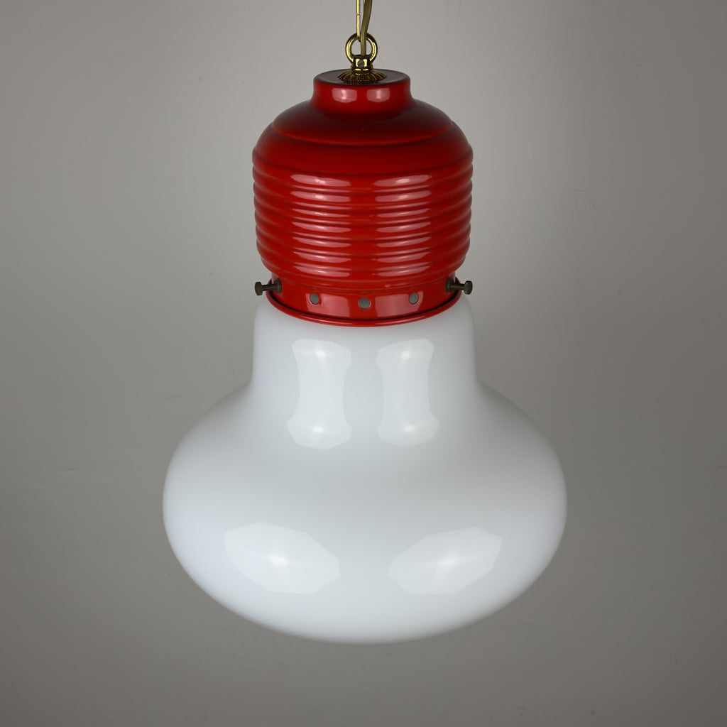 Vintage opaline glass pendant lamp Arianna by Piero Brombin for Artemide, Italy 1980s