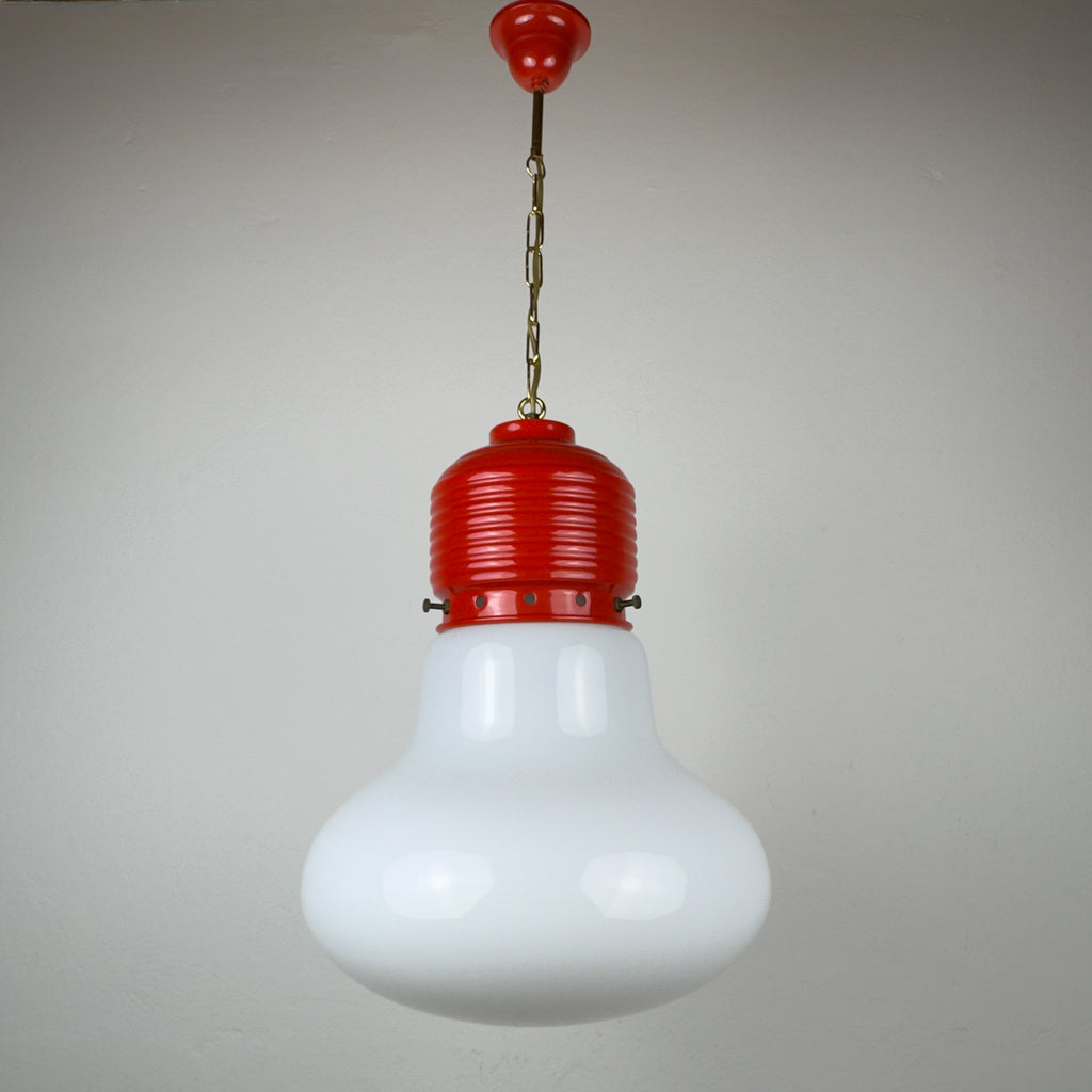 Vintage opaline glass pendant lamp Arianna by Piero Brombin for Artemide, Italy 1980s