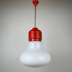 Vintage opaline glass pendant lamp Arianna by Piero Brombin for Artemide, Italy 1980s