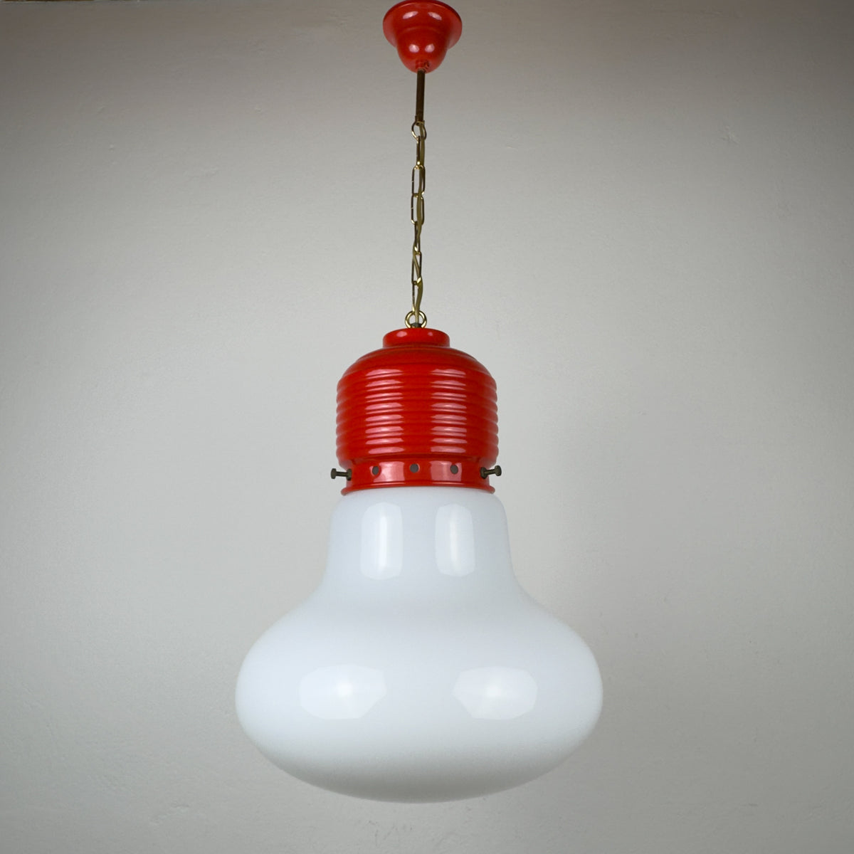 Vintage opaline glass pendant lamp Arianna by Piero Brombin for Artemide, Italy 1980s