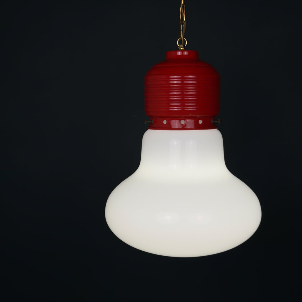 Vintage opaline glass pendant lamp Arianna by Piero Brombin for Artemide, Italy 1980s