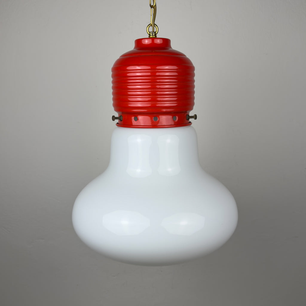 Vintage opaline glass pendant lamp Arianna by Piero Brombin for Artemide, Italy 1980s