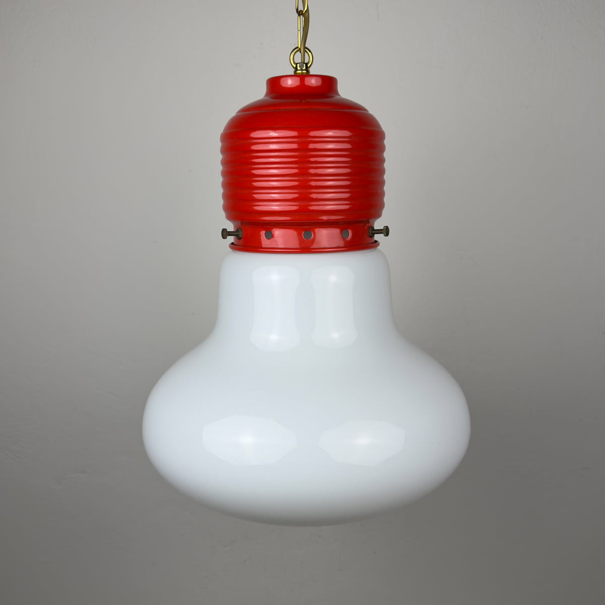 Vintage opaline glass pendant lamp Arianna by Piero Brombin for Artemide, Italy 1980s