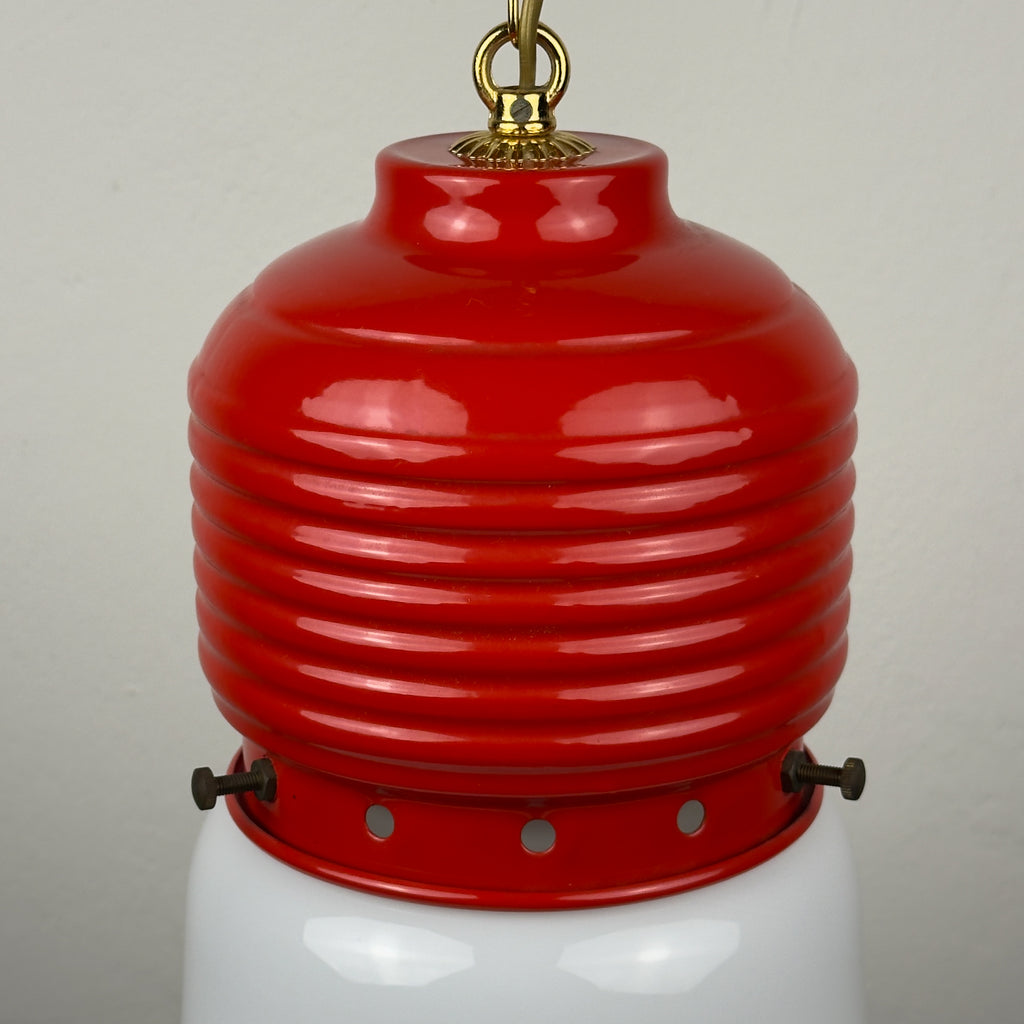 Vintage opaline glass pendant lamp Arianna by Piero Brombin for Artemide, Italy 1980s