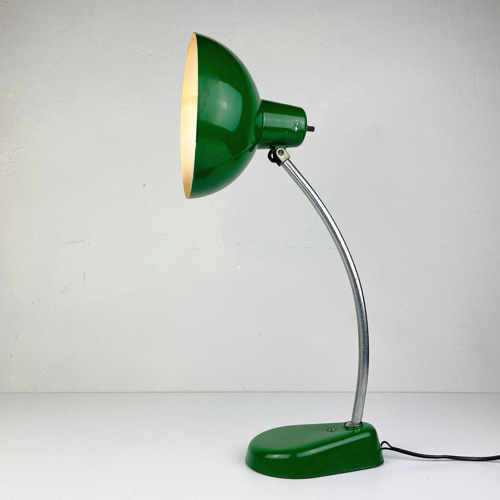 Green Industrial metal desk lamp A.Perazzone TORINO Italy 1960s Mid-century office table lamp